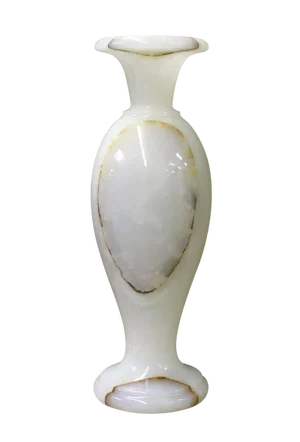 White Stone Carved Round Small Display Vase cs2632