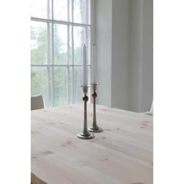 1930s Art Deco Candleholders in Pewter and Brass, Sweden, 1930s, Set of 2 For Sale - Image 5 of 9