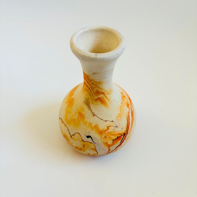 Contemporary Nemadji Pottery Vase - Orange Swirls For Sale - Image 3 of 7