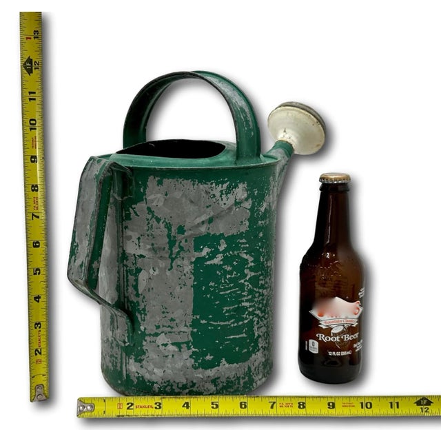 Nice Small 6 Quart Size Vintage American Galvanized Steel & Brass Garden Sprinkler Watering Can For Sale - Image 11 of 12