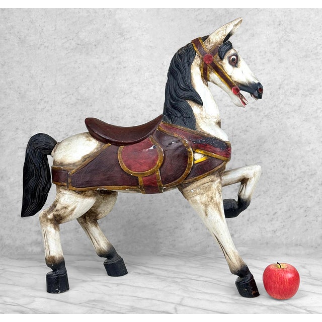 A Traditional Folk Art Carousel Horse Monumental Mantel/Floor Sized, Stands 24" Solid Plaster - Quite Weighted Wonderful...