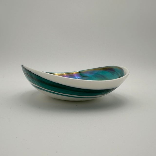 Contemporary Murano Glass Dish Home Decor Opalescent Swirl For Sale - Image 3 of 9