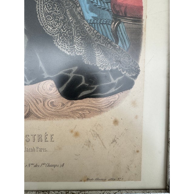 1869 Hand-Colored French Fashion Plate From La Mode Illustrée, Framed For Sale In San Francisco - Image 6 of 11