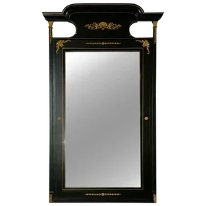 1950s French Directoire Style Ebonized Mirror