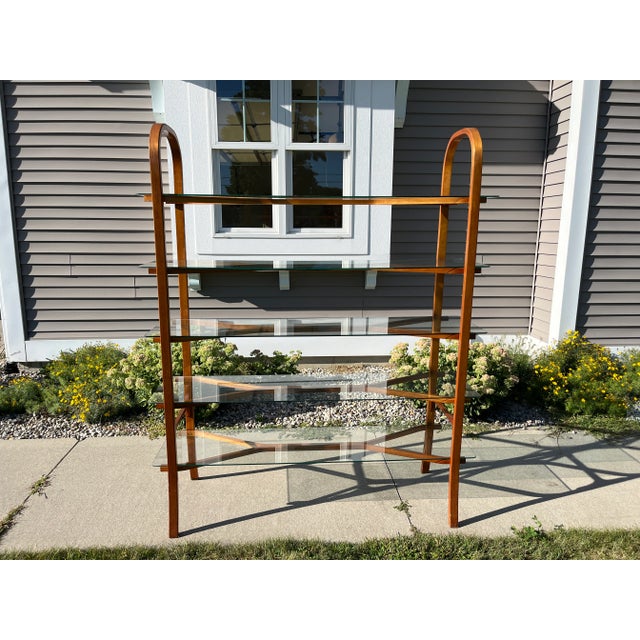 Wood Vintage 1950's Mid Century Modern Scandinavian Bentwood Wishbone Design Bookshelf Bookcase Etagere For Sale - Image 7 of 12