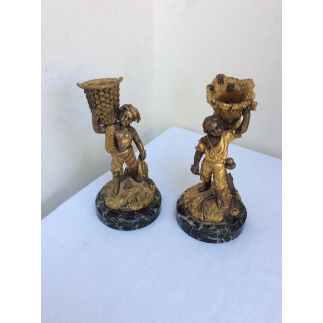 Traditional Bronze Figural Match Holders - A Pair For Sale - Image 3 of 8