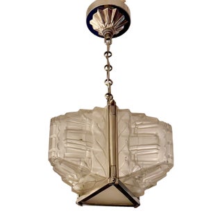 French Art Deco Pendant Chandelier by Hanots For Sale