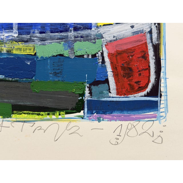 Michel Godjevac, View of the Port of Saint-Tropez, 1982, Acrylic Painting on Paper For Sale - Image 6 of 7