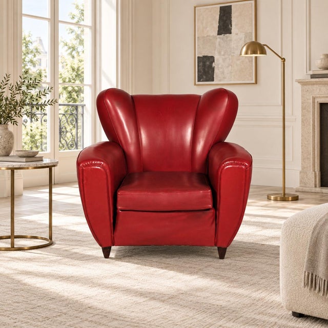 Art Deco Italian Club Chair from Guglielmo Ulrich, 1940s For Sale - Image 9 of 11