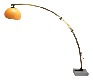 Vintage Golden Arc Marble Floor Lamp, 1970s