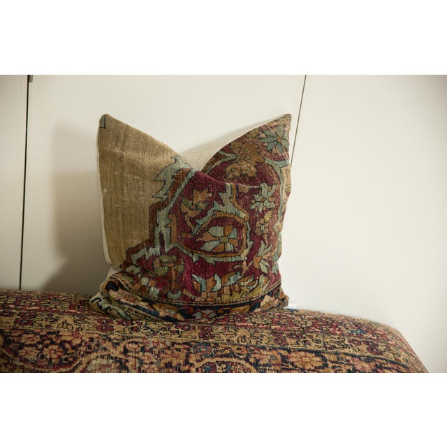 Old New House Antique Kerman Rug Fragment Pillow For Sale - Image 4 of 4