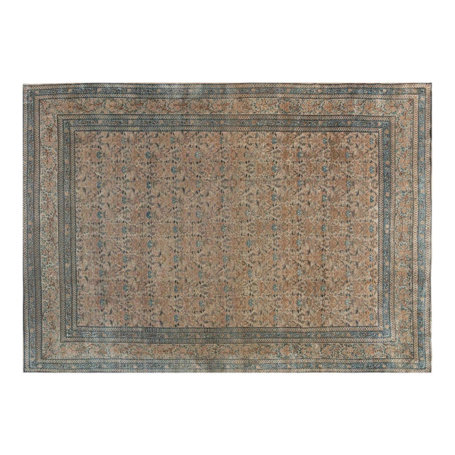 Authentic 1900s Persian Kirman Handmade Wool Carpet For Sale