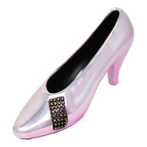 1980's Metallic Pink High Heel Shoe Vase