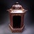 This elegant hexagonal shrine is crafted from wood and finished in a rich, dark lacquer with elaborate gilded decoration....
