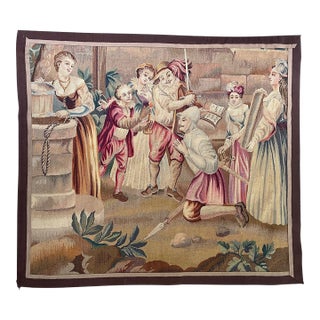19th-Century French Wool & Silk Tapestry For Sale