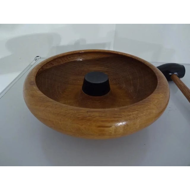 Vintage Danish Oak & Rosewood Nutcracker Bowl & Hammer Set, 1960s For Sale - Image 12 of 18