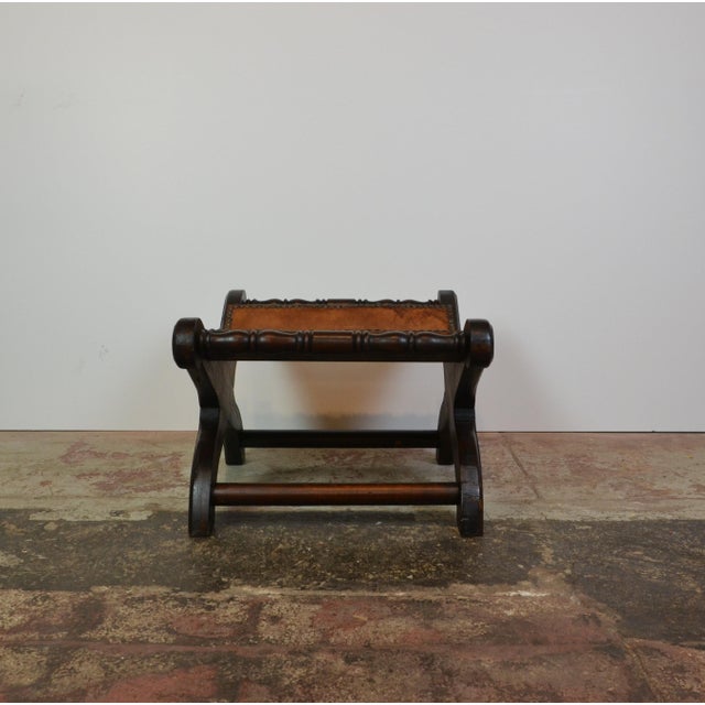 Leather Top Neoclassical Footstool Style Benches a Pair Chairish