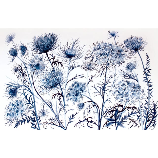 "Queen Anne's Lace No. 22" Contemporary Original Botanical Wildflowers Watercolor Painting by Elizabeth Becker For Sale