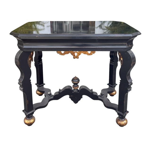 18th C Style Flemish Giltwood & Ebony Console Table For Sale In Los Angeles - Image 6 of 8