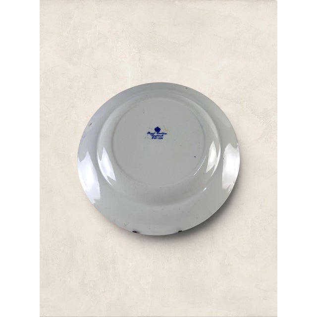 Antique English Royal Croydon 'Cromer' Blue Transferware Side Plates (5 Of) For Sale - Image 11 of 11