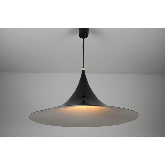 Black Round Pendant Lamp from Fog & Mørup, 1970s For Sale - Image 4 of 10