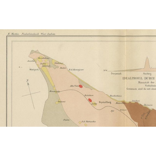 Antique Geological Map of Aruba by Karl Martin, 1888 For Sale - Image 4 of 9