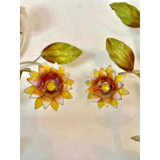 Floral Wall Lights in Metal, 1960s, Set of 6 For Sale - Image 9 of 10
