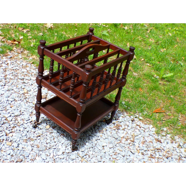 Vintage Mahogany Canterbury Magazine Rack Music Stand For Sale In Boston - Image 6 of 15