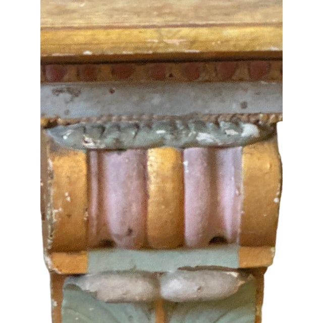 Matching Pair of Italian Painted Brackets With Faux Marble Tops. For Sale - Image 4 of 10