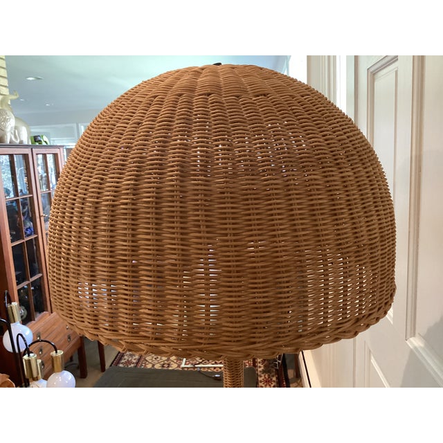 Vintage Rattan Umbrella Shaped Floor Lamp For Sale In Washington DC - Image 6 of 12