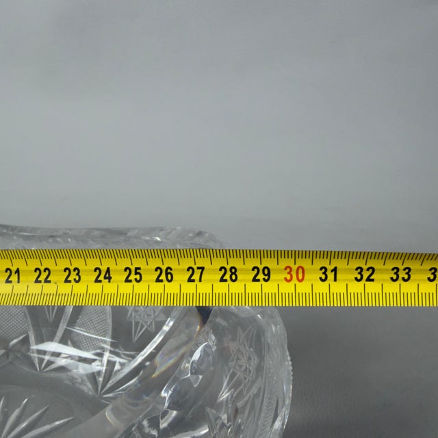 Bohemian Oval Crystal Centerpiece Vase, 1960s For Sale - Image 9 of 11