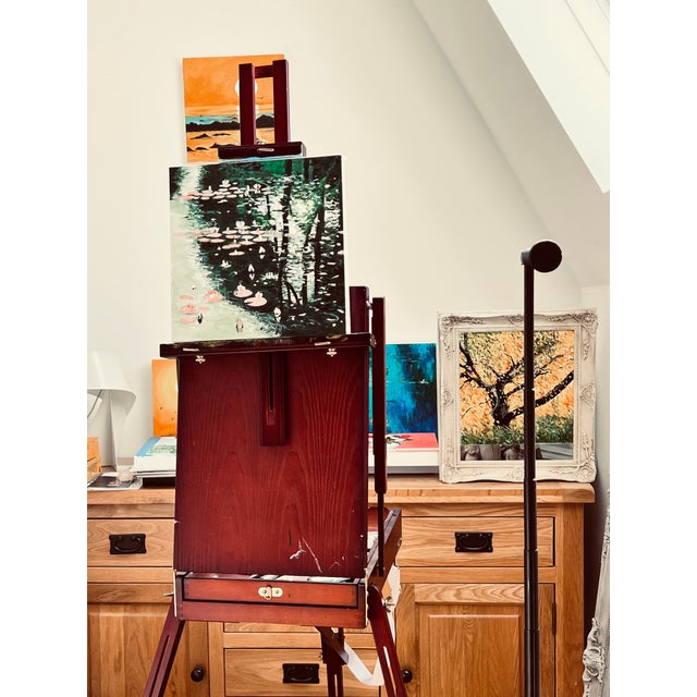 Impressionist "Pink Lilies on the Green" Contemporary Acrylic Painting by Shabs Beigh For Sale - Image 3 of 3