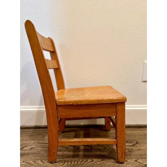 Late 20th Century Child's Wood School Chair | Chairish