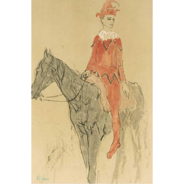 A lithograph on paper of the "Harlequin on Horseback", also known as "Jester on Horseback", by Pablo Picasso (1881-1973)....