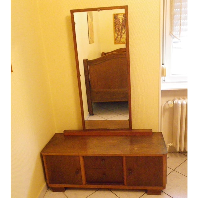 Vintage Boat-Style Dressing Table with Mirror, 1940s For Sale - Image 15 of 18