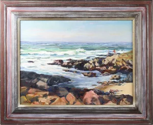 Late 20th Century Judson Perkins 'California Coast' Original Seascape Painting, Framed