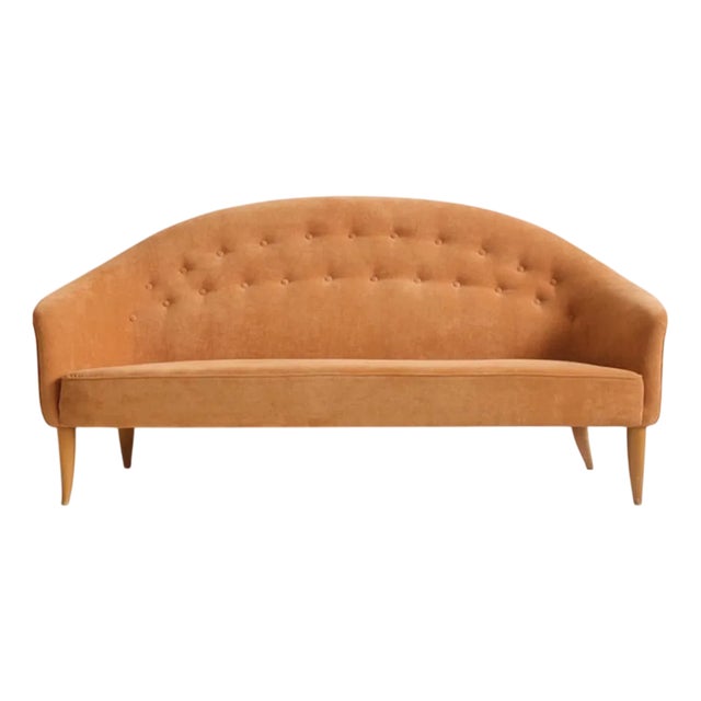 Paradise Sofa with Orange Fabric Upholstery by Kerstin Hörlin-Holmqvist from Nordiska Kompaniet, 1950s For Sale