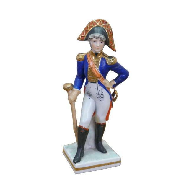 Victorian Antique Sitzendorf Voigt Brothers Porcelain Napoleonic Soldier Figurines 8" For Sale - Image 3 of 15