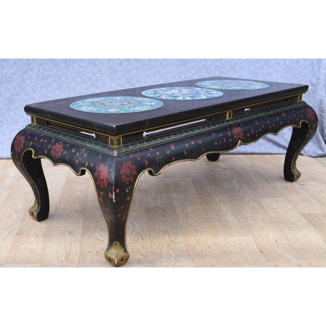 Ceramic Chinese Cloisonne Lacquer Coffee Table For Sale - Image 7 of 10