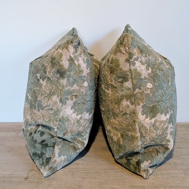 English Cowtan & Tout Walden Pillows in Sage, Double Sided- Pair of 2 For Sale - Image 3 of 7