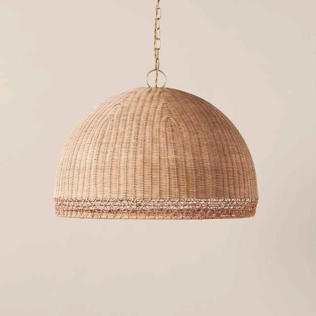 2020s Vintage Inspired Augusta Pendant in Woven Rattan For Sale - Image 5 of 5