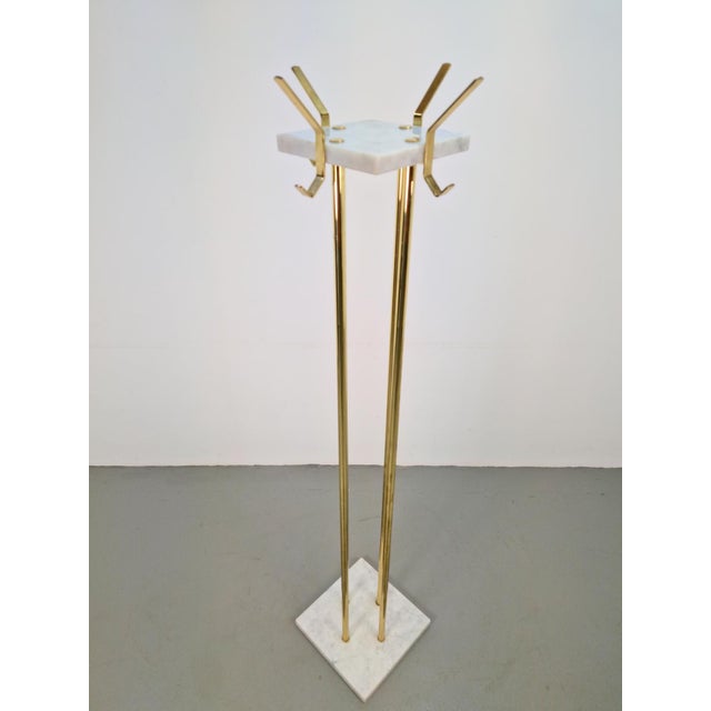 Gold Italian Carrara Marble and Brass Freestanding Coat Rack, 1960s For Sale - Image 8 of 8
