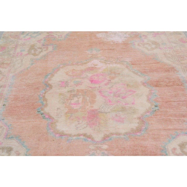 Shabby Chic 1970s Vintage Turkish Anatolian Hand Knotted Organic Wool Fine Weave Rug,4'6"X7'9" For Sale - Image 3 of 4