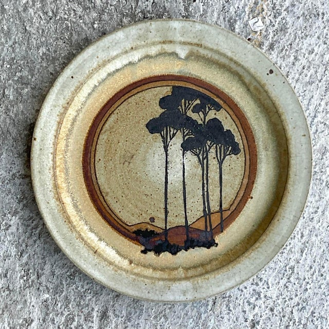 Boho Chic Vintage Boho 1974 Signed Studio Pottery Plate For Sale - Image 3 of 5