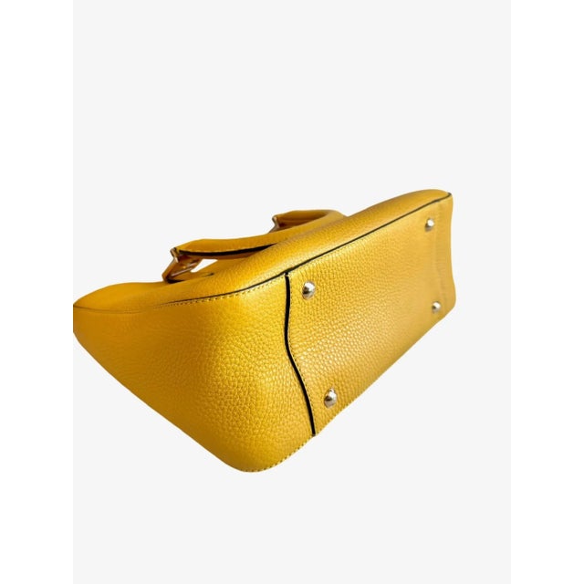 2010s Fendi Sunflower Yellow Leather Tote Bag For Sale - Image 5 of 7