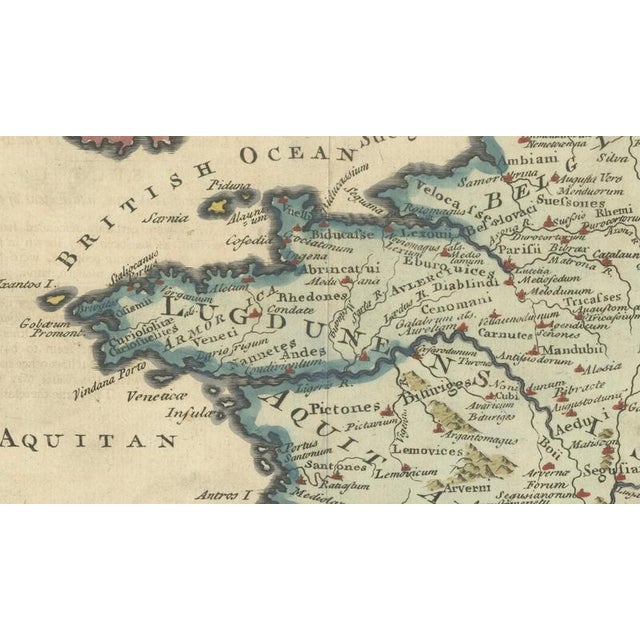 Antique Hand-Colored Map of Ancient Gaul, 1748 For Sale - Image 4 of 9