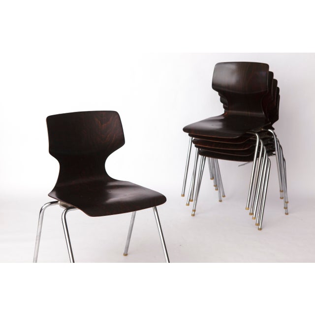 Set of 6 Plywood chairs (Pagwood) Chairs by Flötotto, Germany – 1970s Design Timeless German school chair design by...