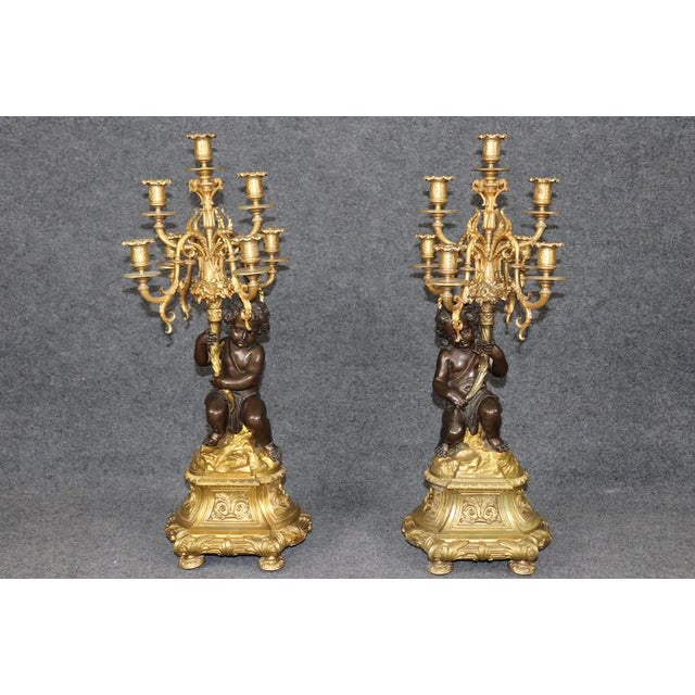19th Century French Louis XV Style Bronze Figural Clock Set by Milliard Paris For Sale - Image 9 of 18