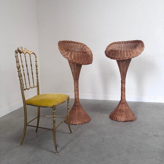 Wicker Plant Stands, 1960s, Set of 2 For Sale - Image 3 of 11