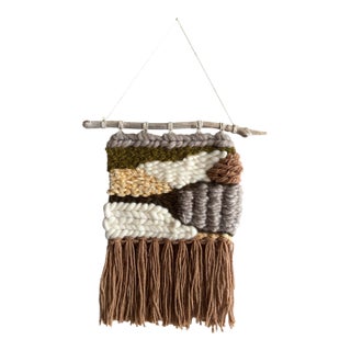 "Woodland Drift" - Modern Fiber Art Woven Wall Hanging For Sale